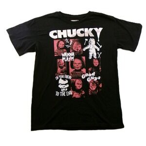 Freeze Chucky Graphic T-Shirt Mens Large Black Horror Movie Tee